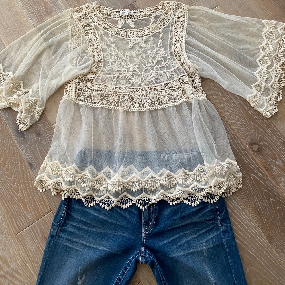 Skylar & Jade Lace Sheer Tunic